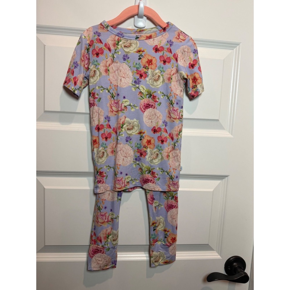 Posh Peanut Kids 5T Lavender Floral Bamboo Viscose Short Sleeve Pajama Set